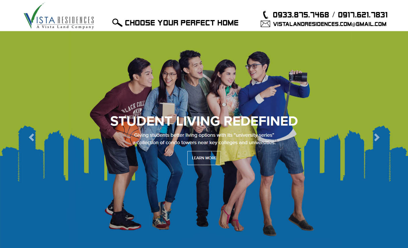 Vista Land Residences about page banner