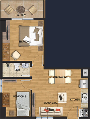 Vista Brenthill Baguio floorplan - 2 bedroom